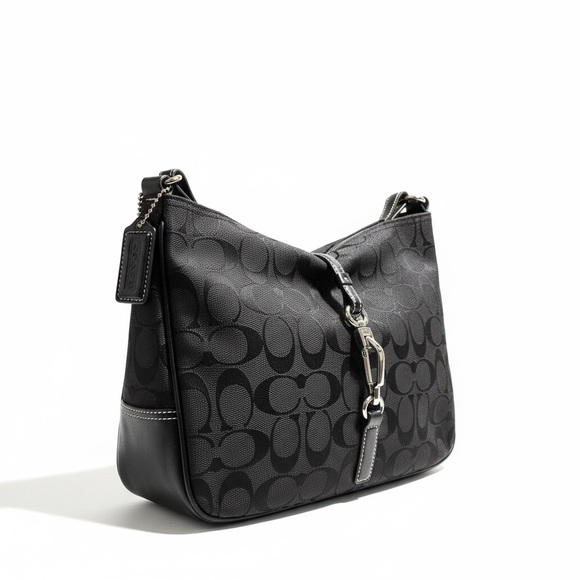 Coach Handbags - COACH | Black Hampton Shoulder Bag Y2K 6091 - Signature Jacquard